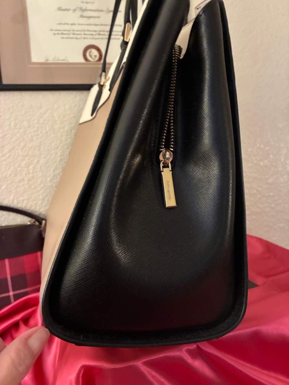 kate spade Two-Tone Beige, Cream & Black Saffiano Tote - Picture 2 of 7